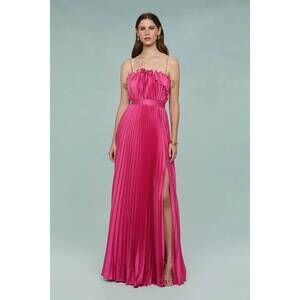 amur pink cleopatra pleated dress AMUR | Dresses | Amur Pink And Orange Cleopatra Ruffle Oneshoulder Dress